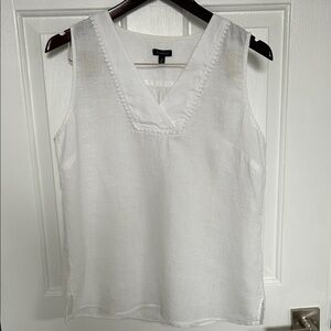 Talbots White V-Neck Tank Top
